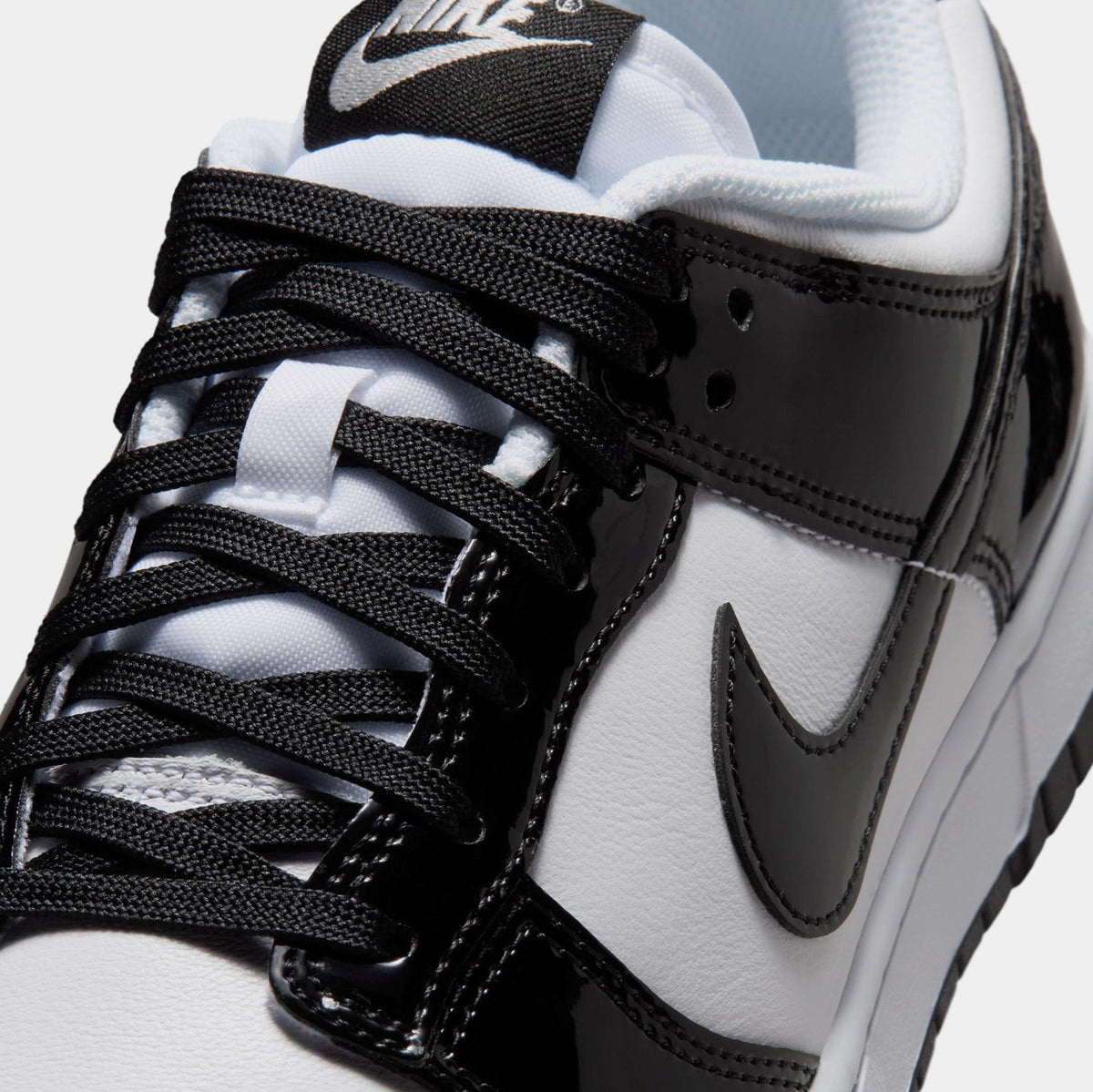 Dunk Low SE Patent Leather Womens Lifestyle Shoes (White/Black/Metallic Silver) - sneakers - view 5